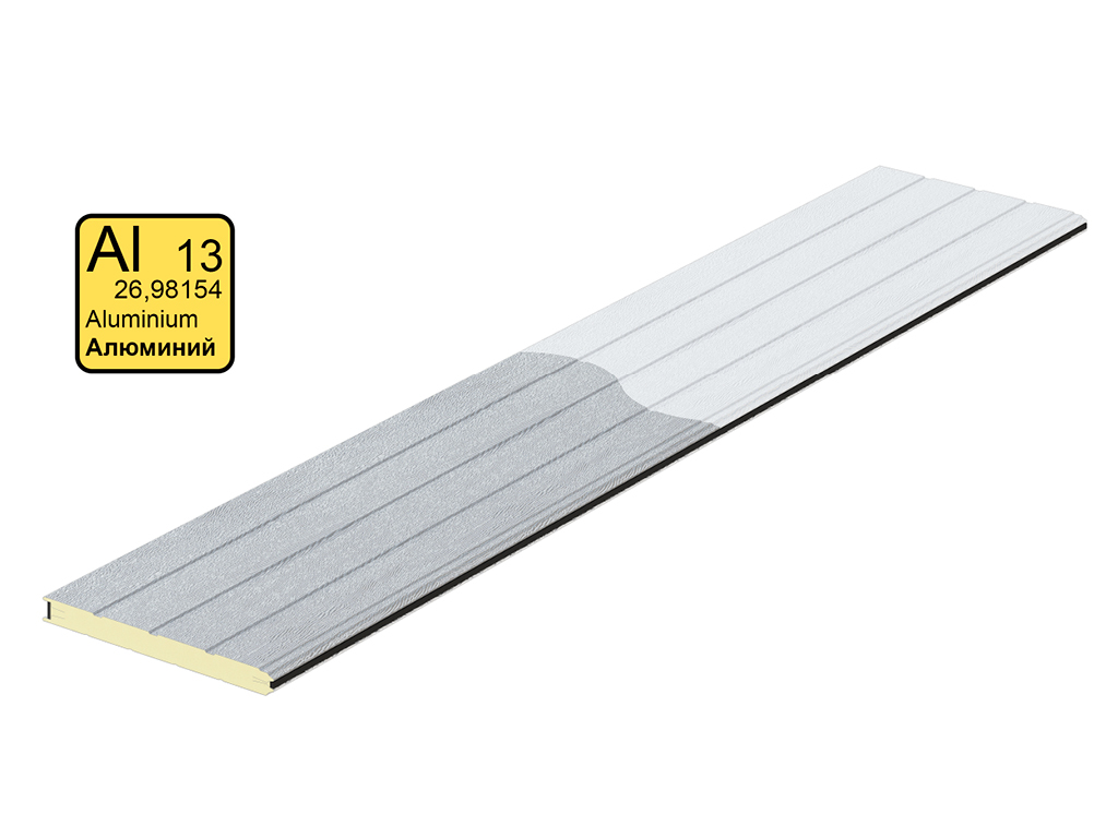 Eshik panelli alyuminiyli sandwich-panellardan yasalgan shild korroziyaga chidamlilik va past og'irlik bilan ajralib turadi.